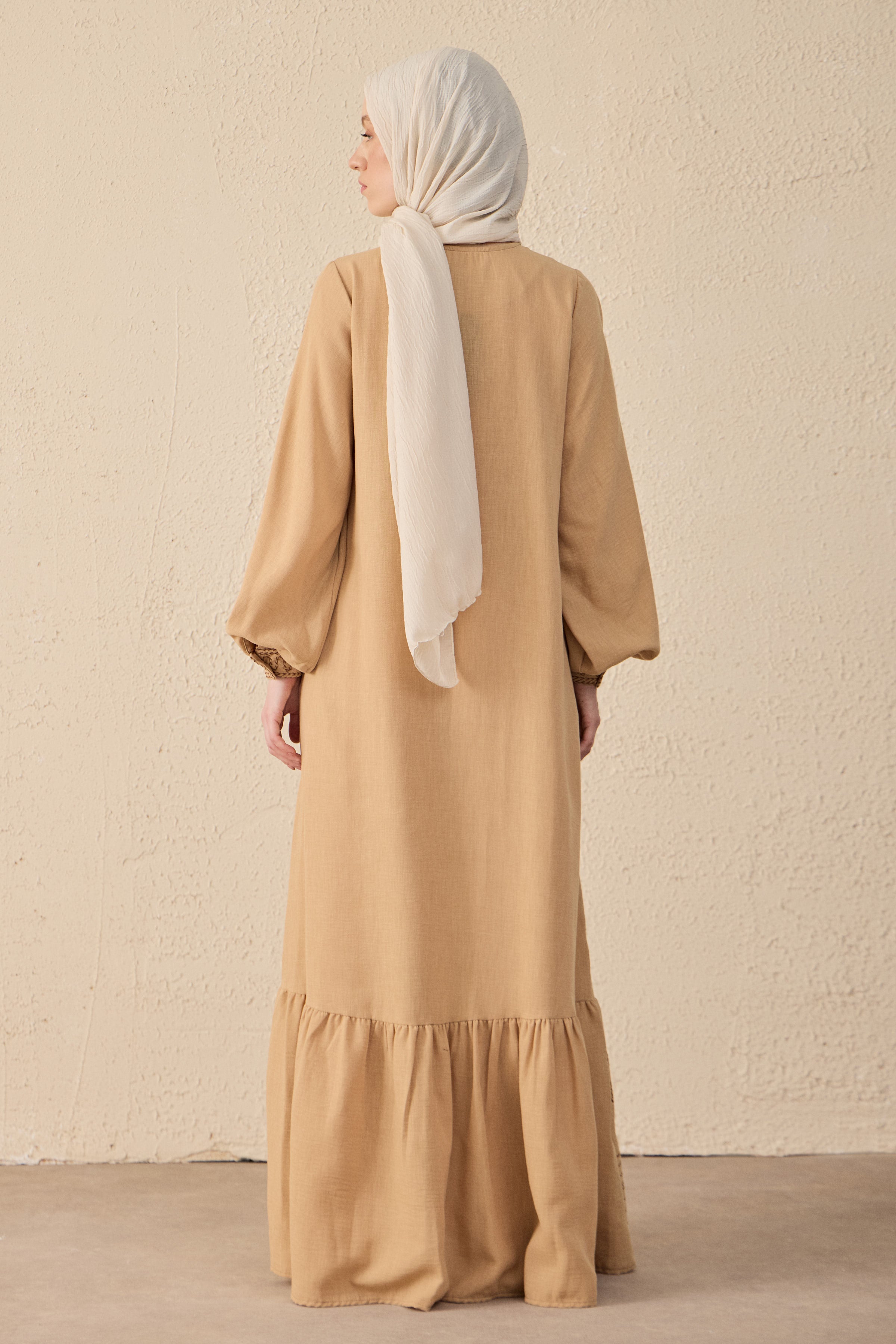 Ethnic Linen Embroidered Maxi Dress