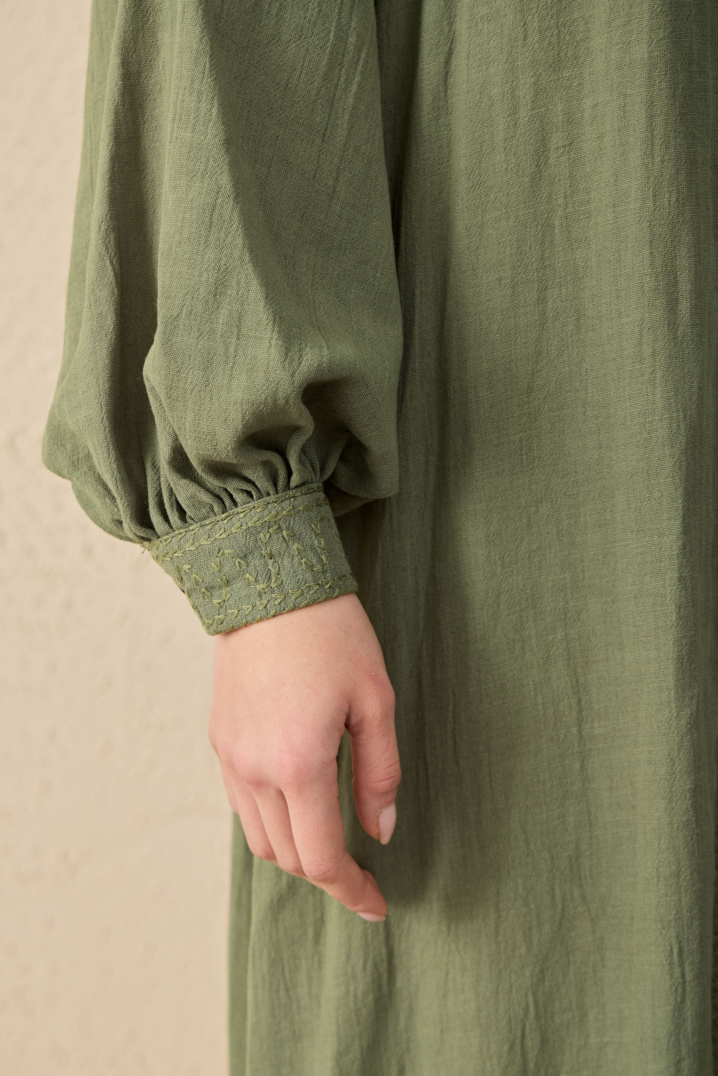 Ethnic Linen Embroidered Maxi Dress