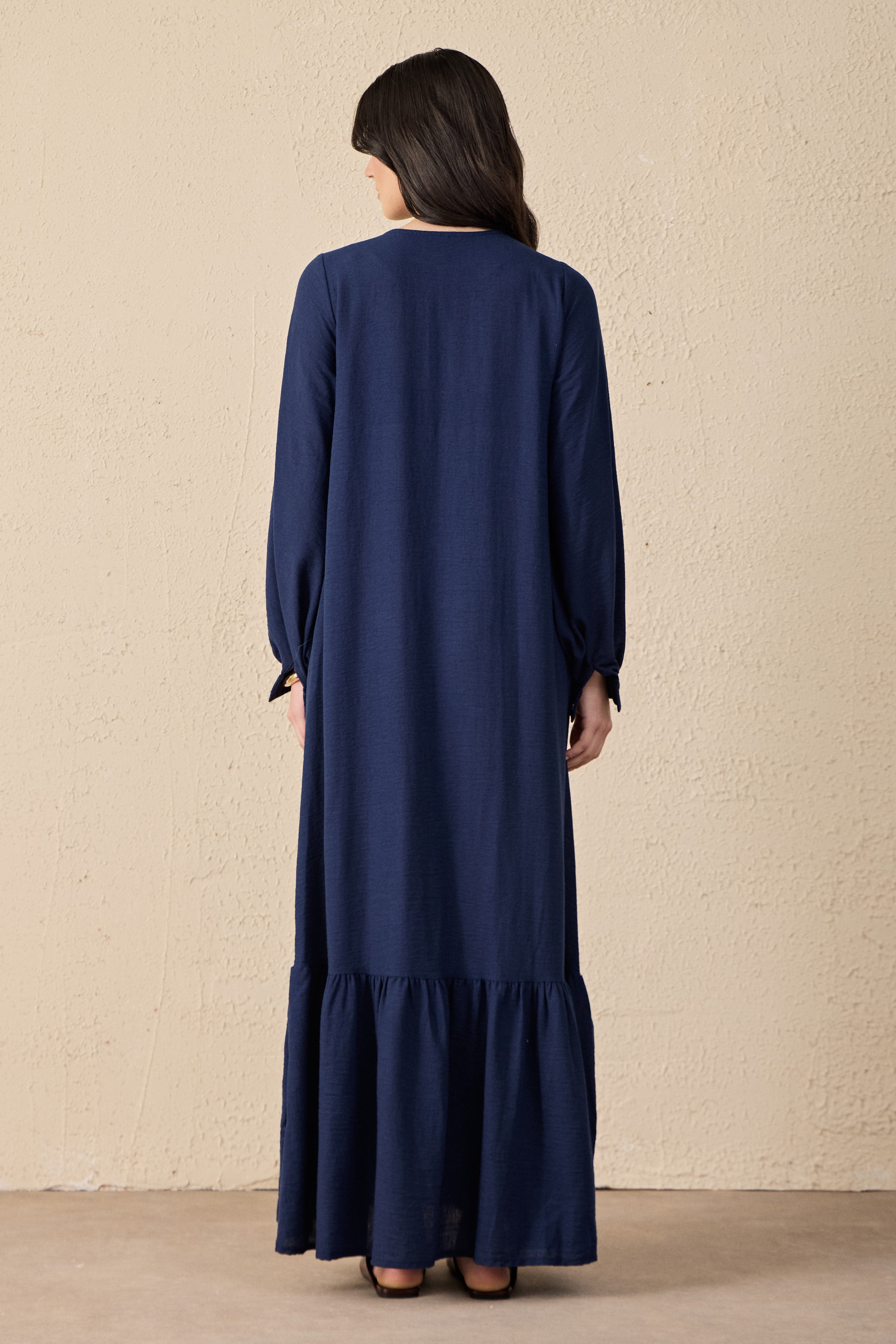 Ethnic Linen Embroidered Maxi Dress