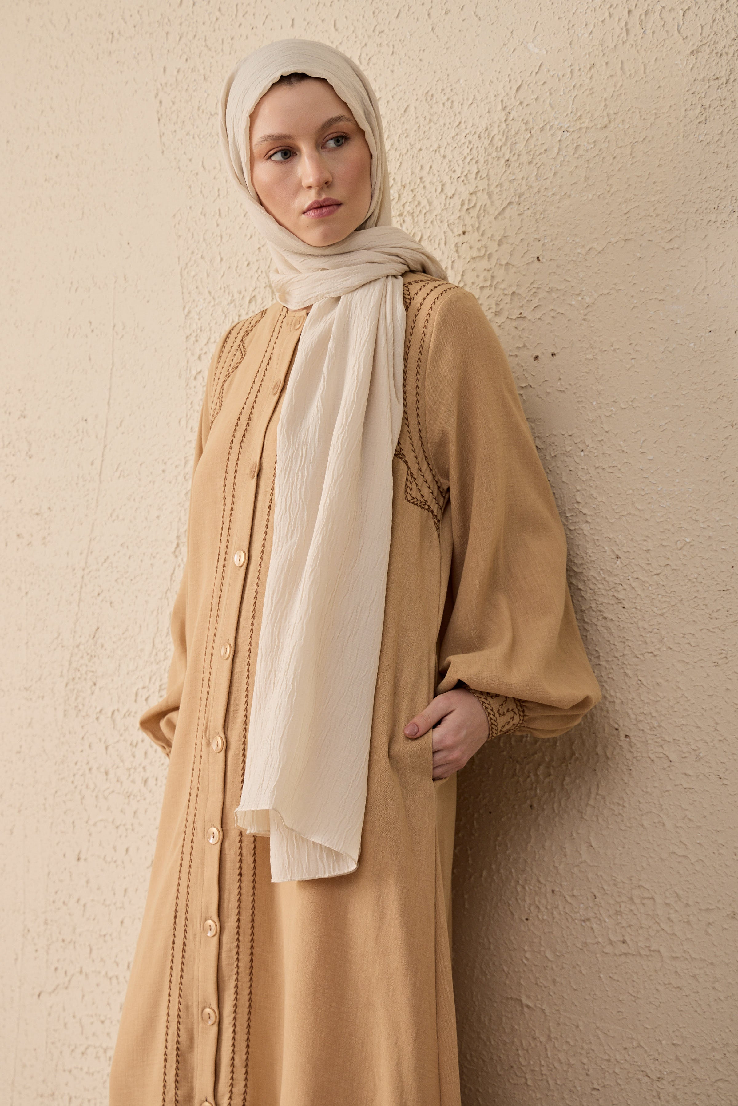 Ethnic Linen Embroidered Maxi Dress