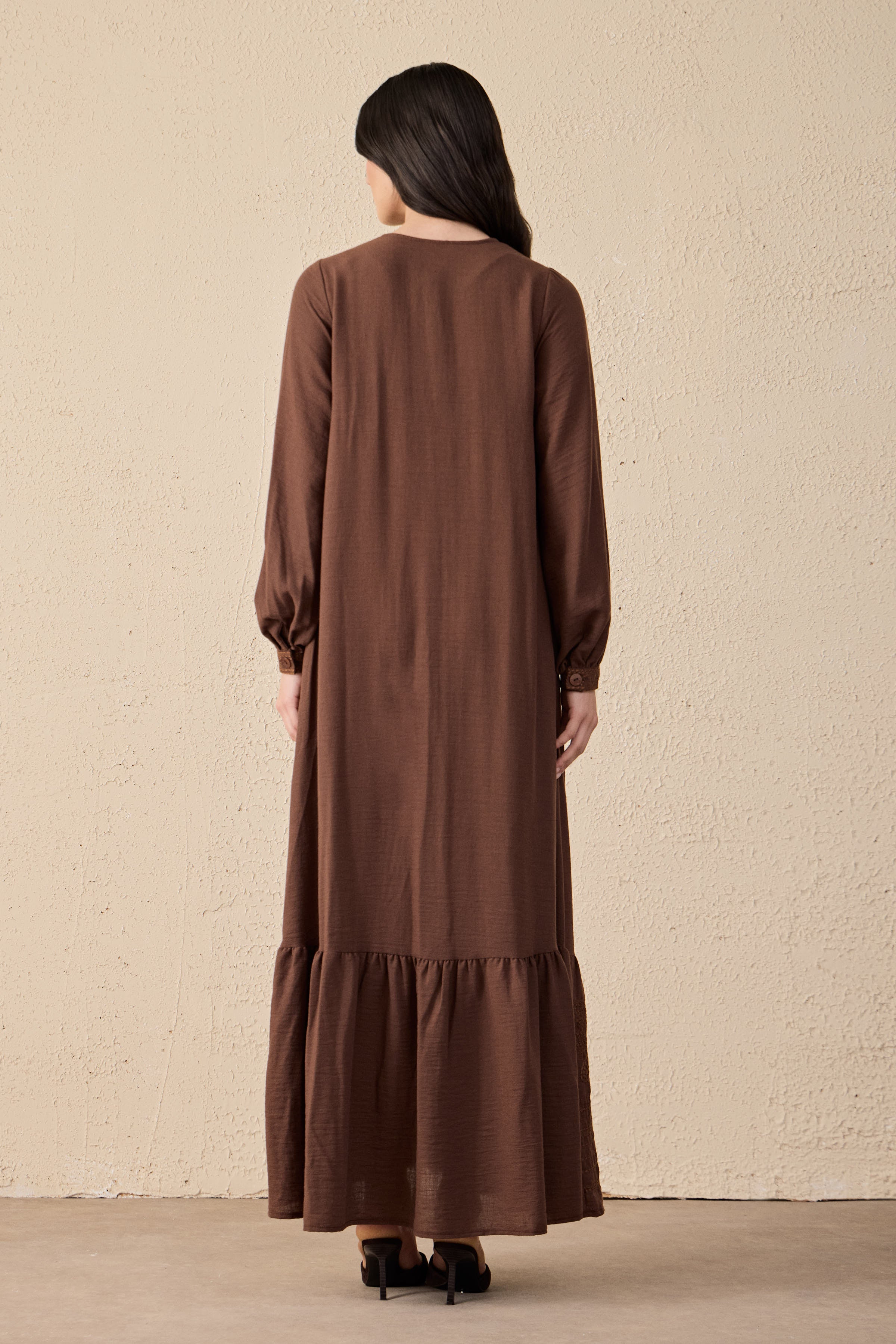 Ethnic Linen Embroidered Maxi Dress