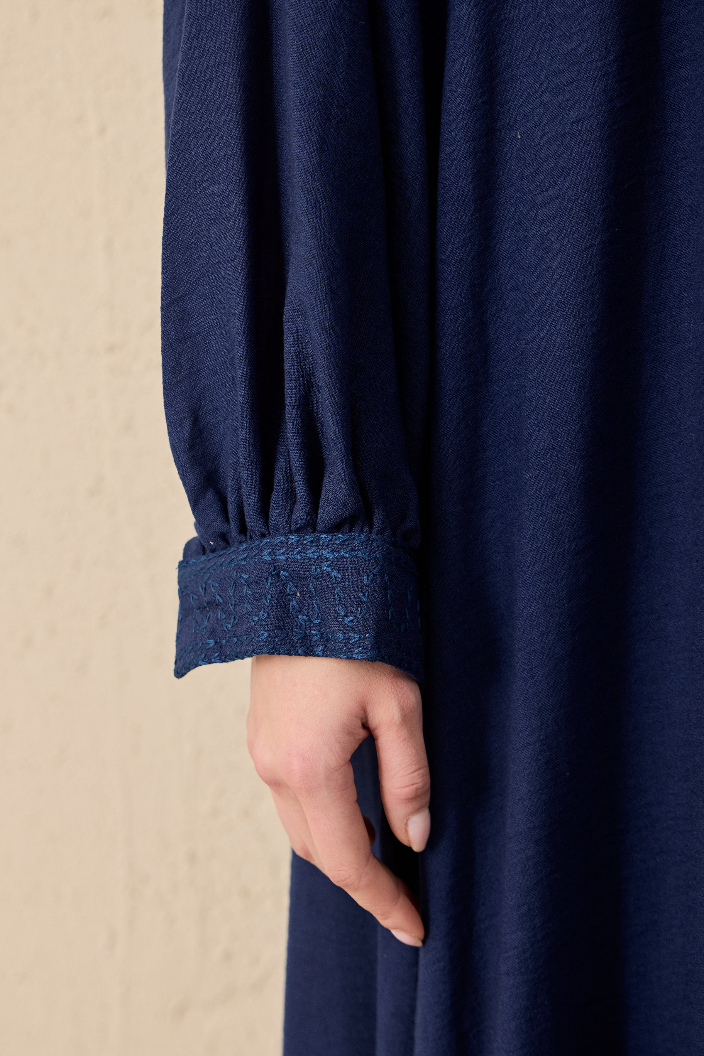 Ethnic Linen Besticktes Maxi Kleid