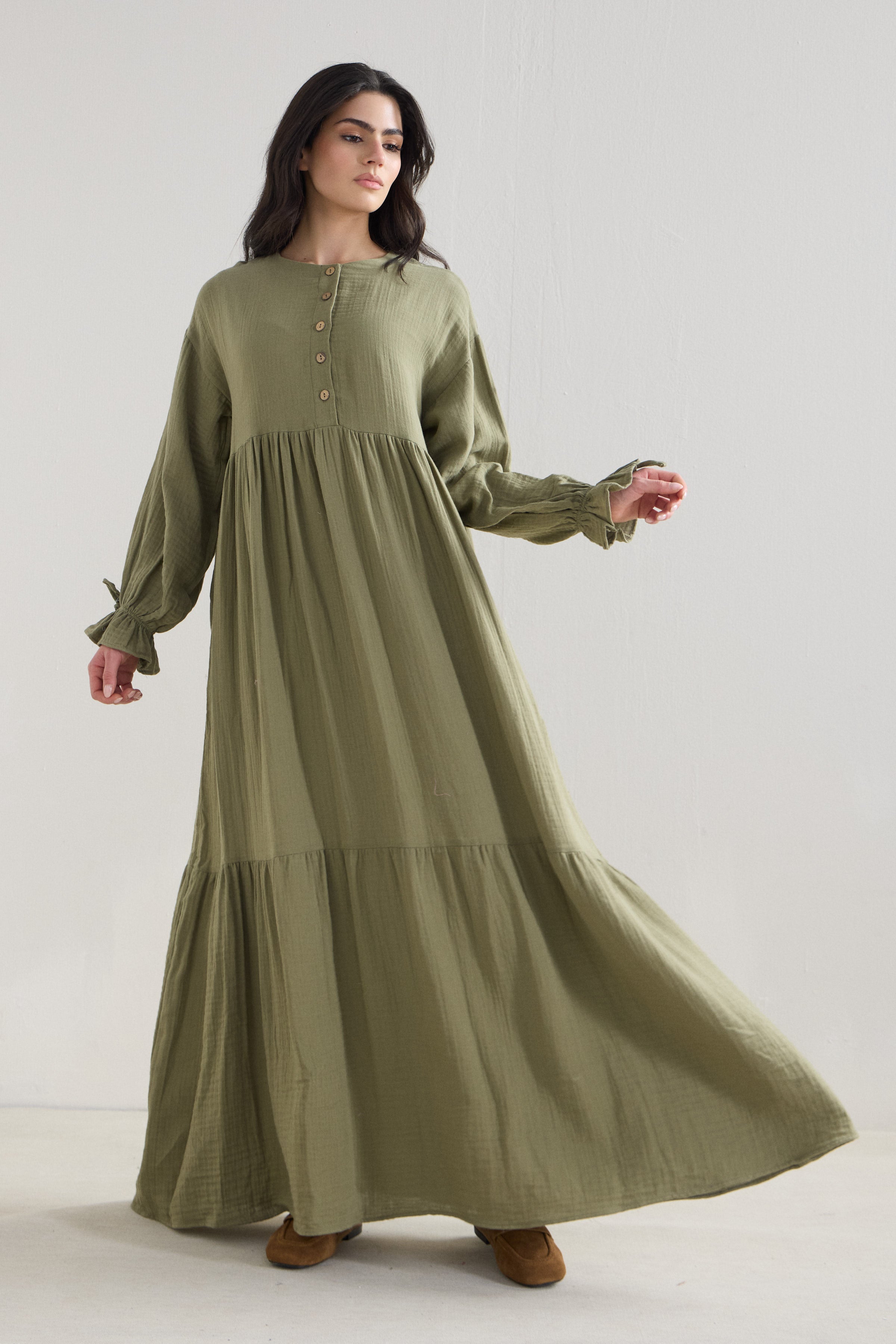 Musselin Boho Maxi Kleid