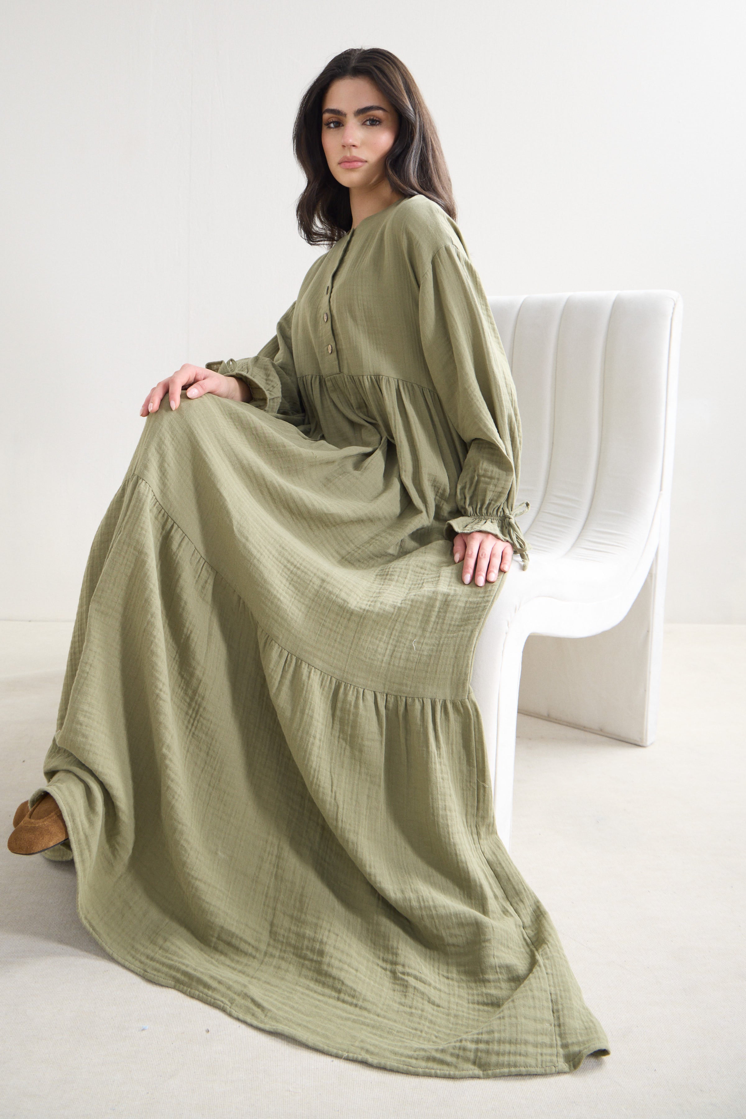 Musselin Boho Maxi Kleid