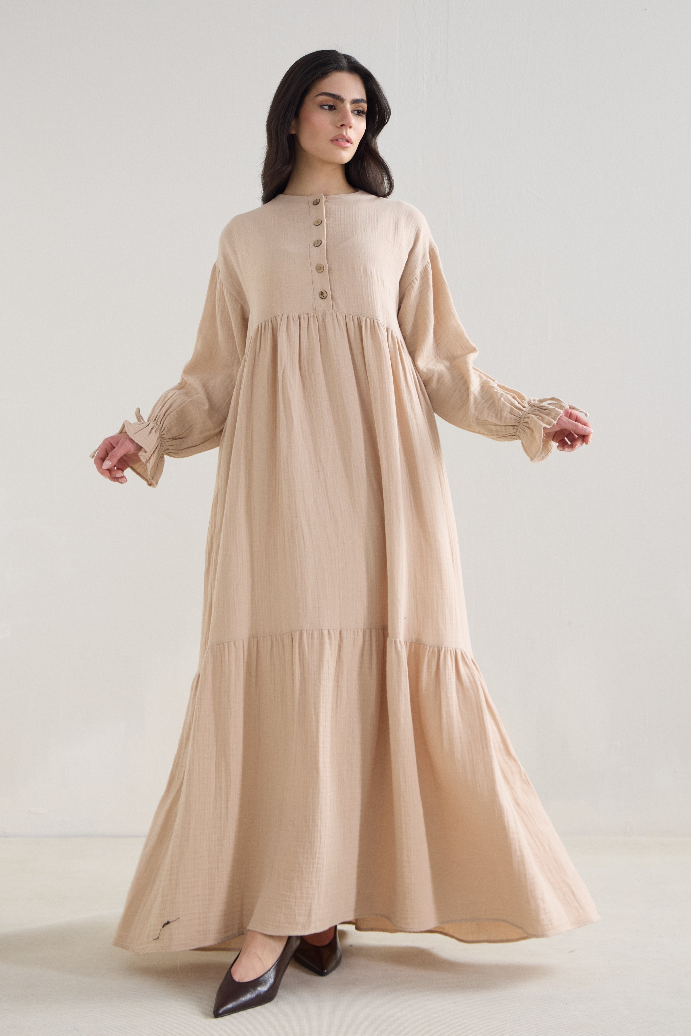 Musselin Boho Maxi Kleid